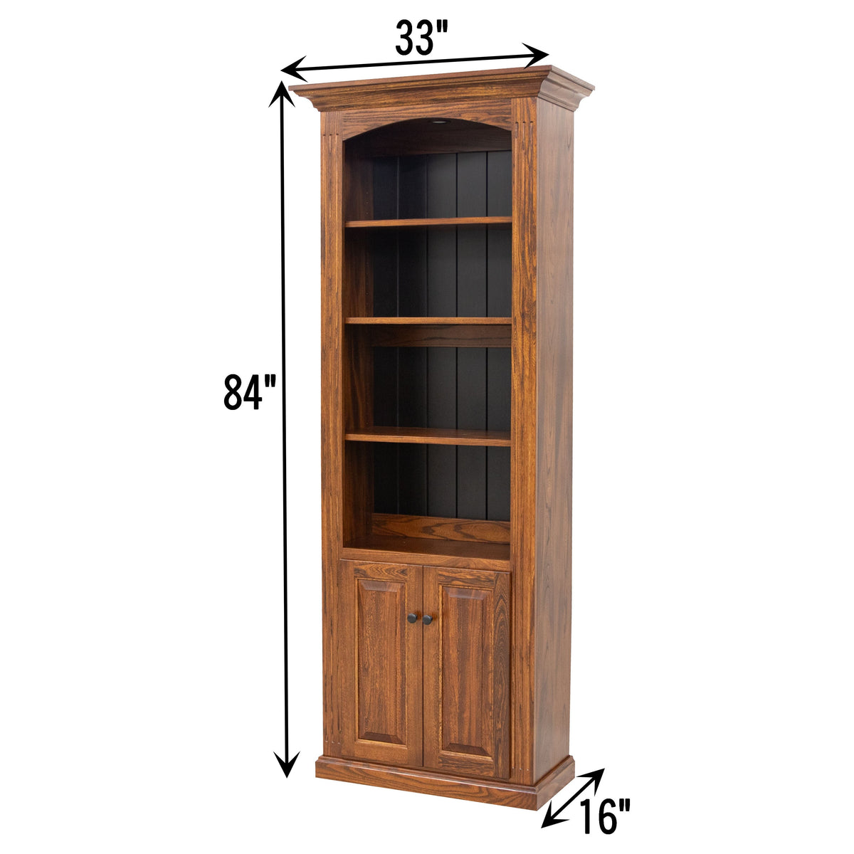 Holmes Solid Elm Wood Bookcase with Doors | MC