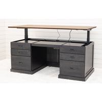 Hamilton Black & Wood Adjustable Standing Desk with Drawers | M-DK&QSWO-CO