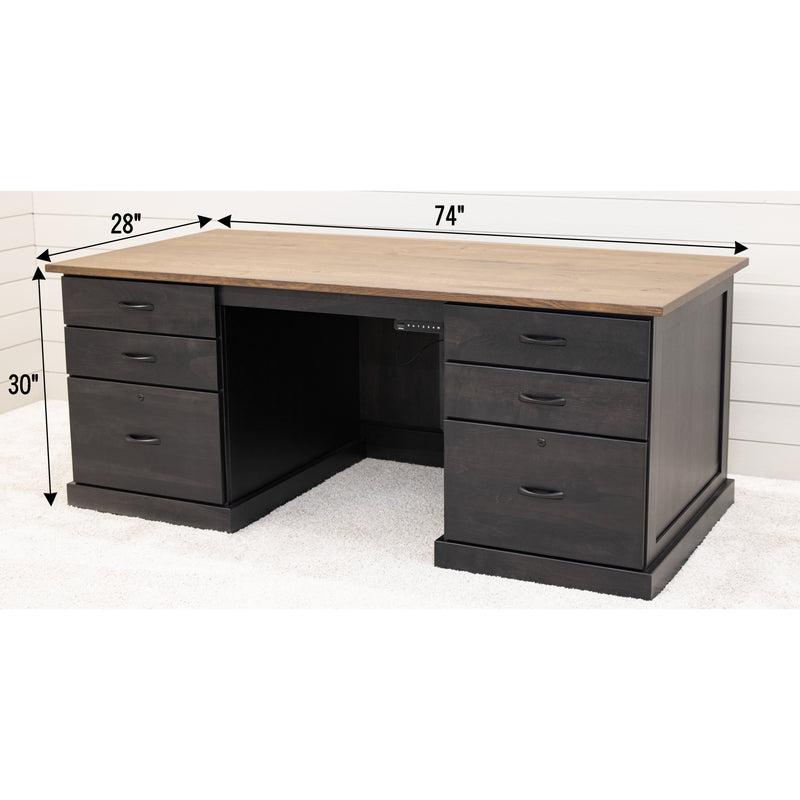 Hamilton Black & Wood Adjustable Standing Desk with Drawers | M-DK&QSWO-CO