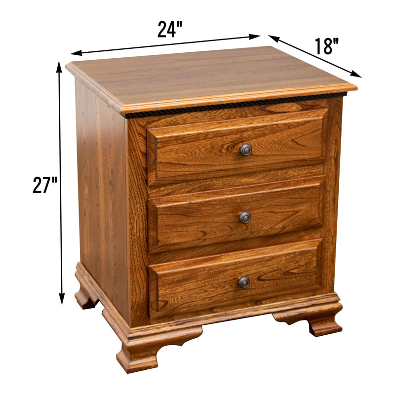 Amish Charm 3-Drawer Nightstand