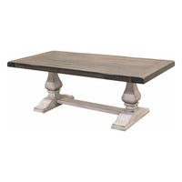 Solid Maple wood Hillside Large Modern Double Pedestal Extending Dining Table in white and gray finish