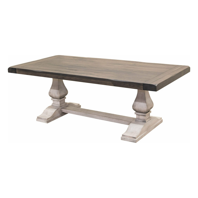 Solid Maple wood Hillside Large Modern Double Pedestal Extending Dining Table in white and gray finish