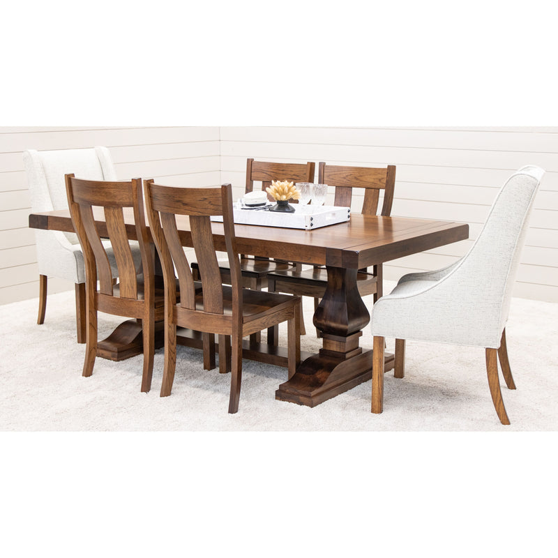 Hilton Hickory Wood Large Modern Double Pedestal Extending Dining Table | ASB