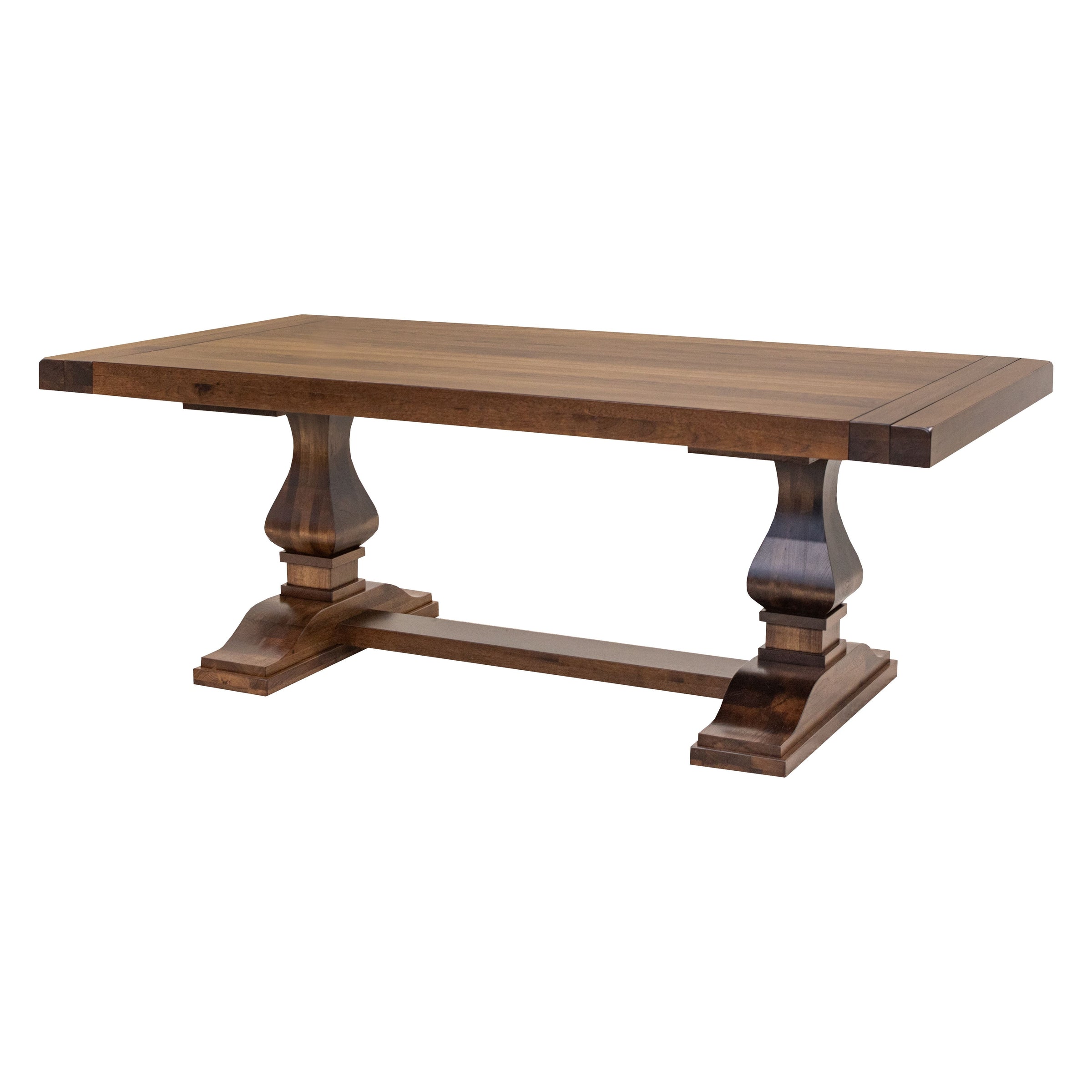 Hilton Hickory Wood Large Modern Double Pedestal Extending Dining Table | ASB