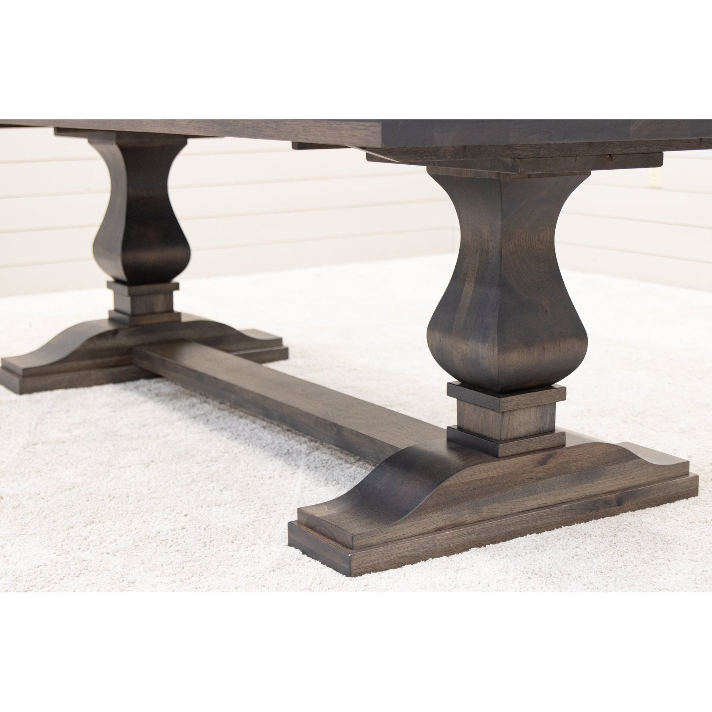 Hilton Hickory Wood Large Modern Double Pedestal Extending Dining Table | SB