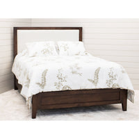 Berlin Amish Wood Bed Frame with Upholstered Headboard