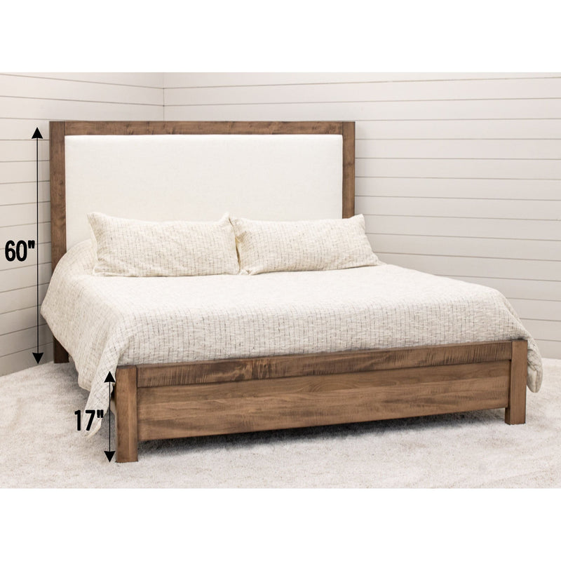 Hunters Amish Wood Bed Frame with Upholstered Headboard