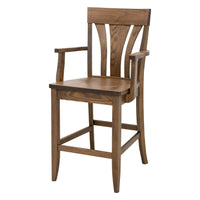 Hunter White Oak Wood 24" Stationary Bar Stool with Arms | CO