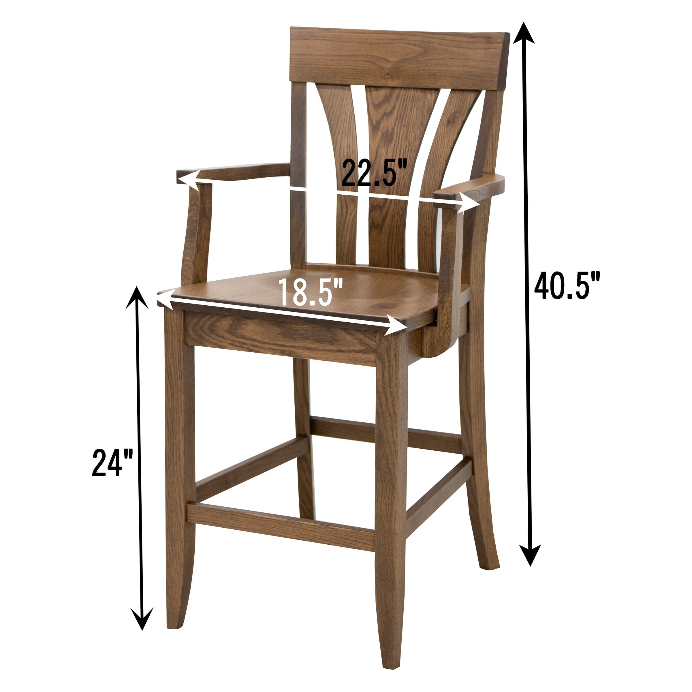 Hunter White Oak Wood 24" Stationary Bar Stool with Arms | CO