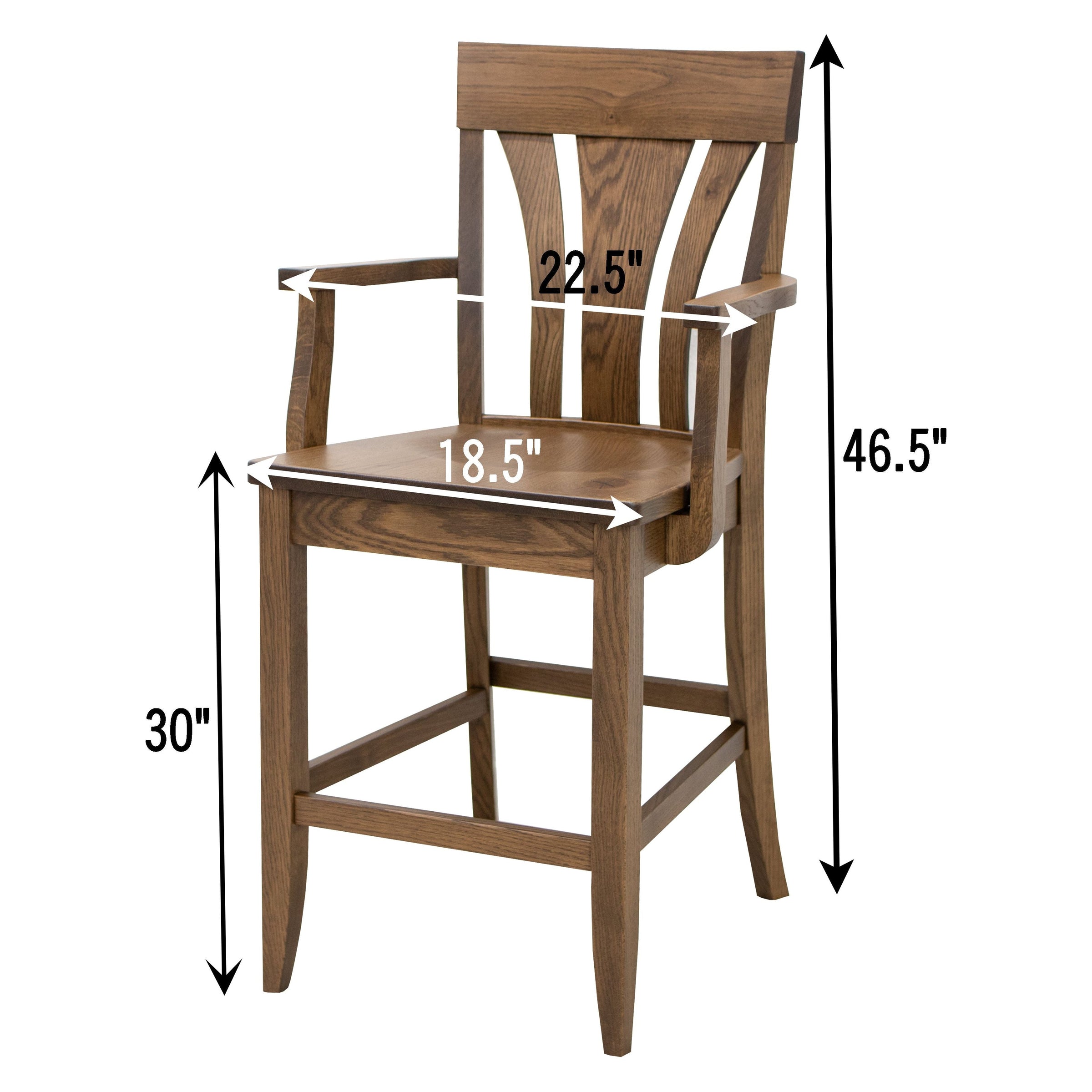 Hunter White Oak Wood 24" Stationary Bar Stool with Arms | CO