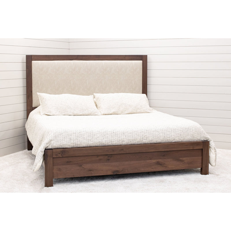 Hunters Amish Wood Bed Frame with Upholstered Headboard