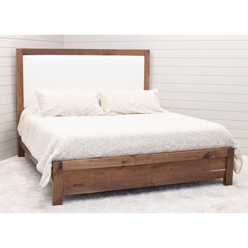Hunters Amish Wood Bed Frame with Upholstered Headboard