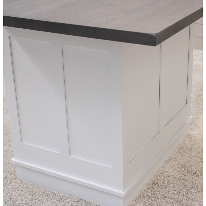 Amish IS-2071 Bridgeport White Painted Island with Rustic White Oak Top | TW&GB