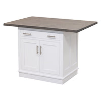 Amish IS-2071 Bridgeport White Painted Island with Rustic White Oak Top | TW&GB