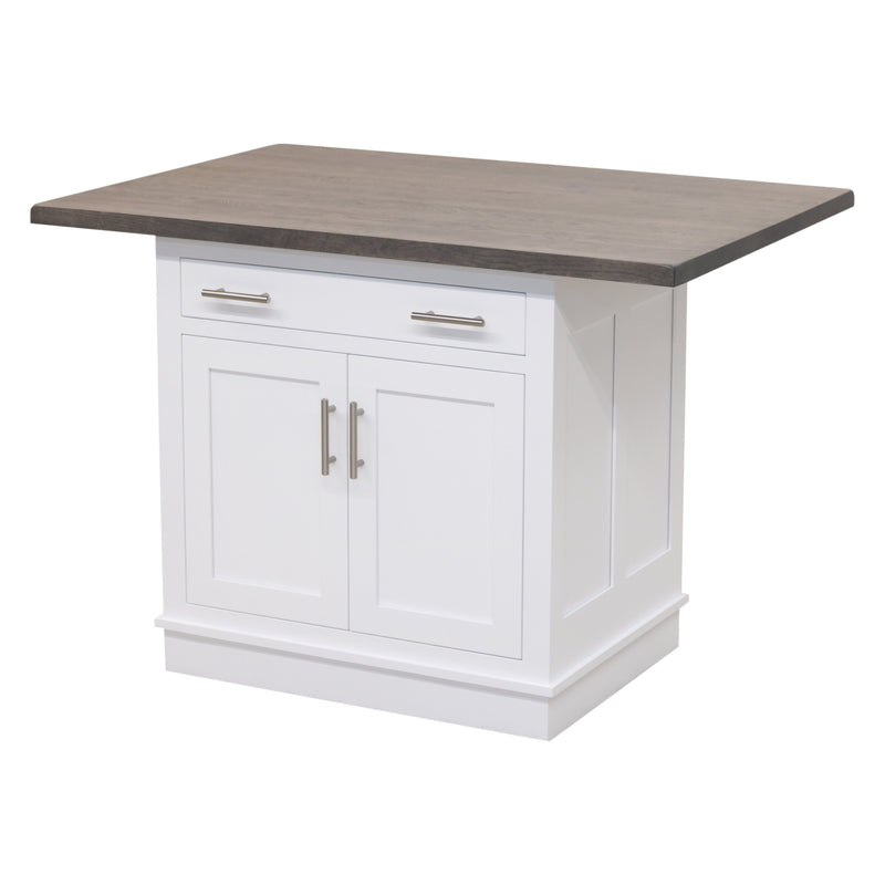 Amish IS-2071 Bridgeport White Painted Island with Rustic White Oak Top | TW&GB