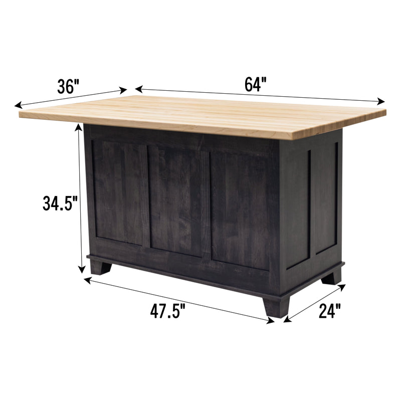 Amish IS-2076 Bridgeport Maple Wood Island with Butcher Block Top | GS&NAT