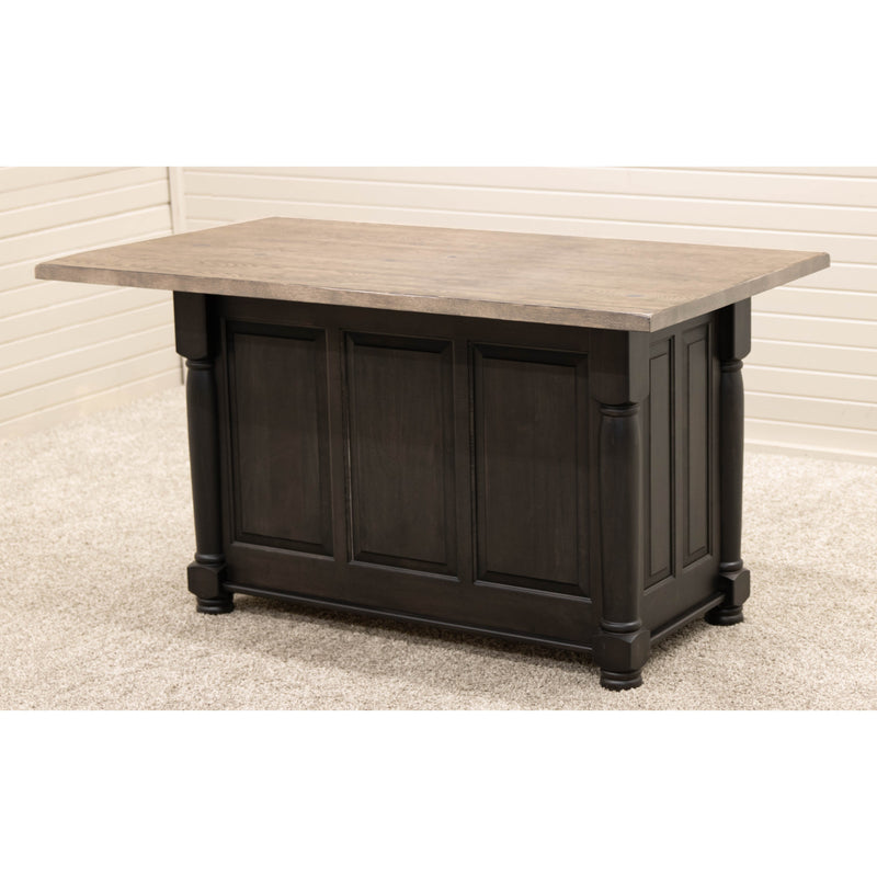 Amish IS-98 Turned Leg Maple Wood Island with Rustic White Oak Top | DK&GB