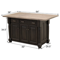 Amish IS-98 Turned Leg Maple Wood Island with Rustic White Oak Top | DK&GB