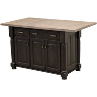 Amish IS-98 Turned Leg Maple Wood Island with Rustic White Oak Top | DK&GB