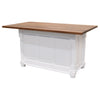 Amish IS-98 Turned Leg White Island Cabinet with Walnut Wood Top | DW&NAT
