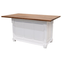 Amish IS-98 Turned Leg White Island Cabinet with Walnut Wood Top | DW&NAT