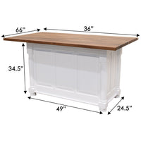Amish IS-98 Turned Leg White Island Cabinet with Walnut Wood Top | DW&NAT