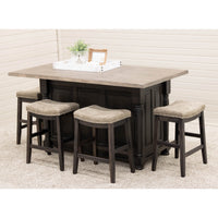 Amish IS-98 Turned Leg Maple Wood Island with Rustic White Oak Top | DK&GB
