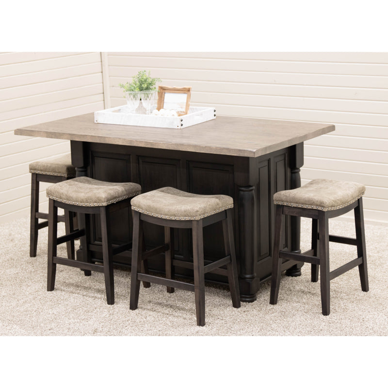 Amish IS-98 Turned Leg Maple Wood Island with Rustic White Oak Top | DK&GB