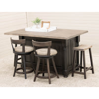 Amish IS-98 Turned Leg Maple Wood Island with Rustic White Oak Top | DK&GB
