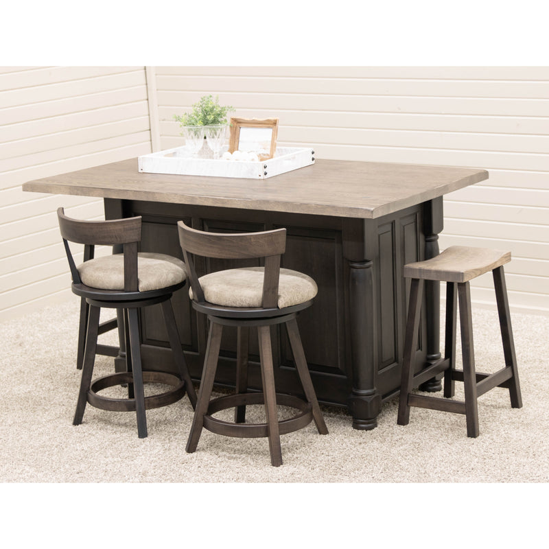Amish IS-98 Turned Leg Maple Wood Island with Rustic White Oak Top | DK&GB