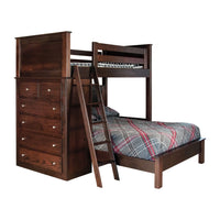 Johnson Amish Oak Wood Twin Over Full Loft Bed with Ladder | RT
