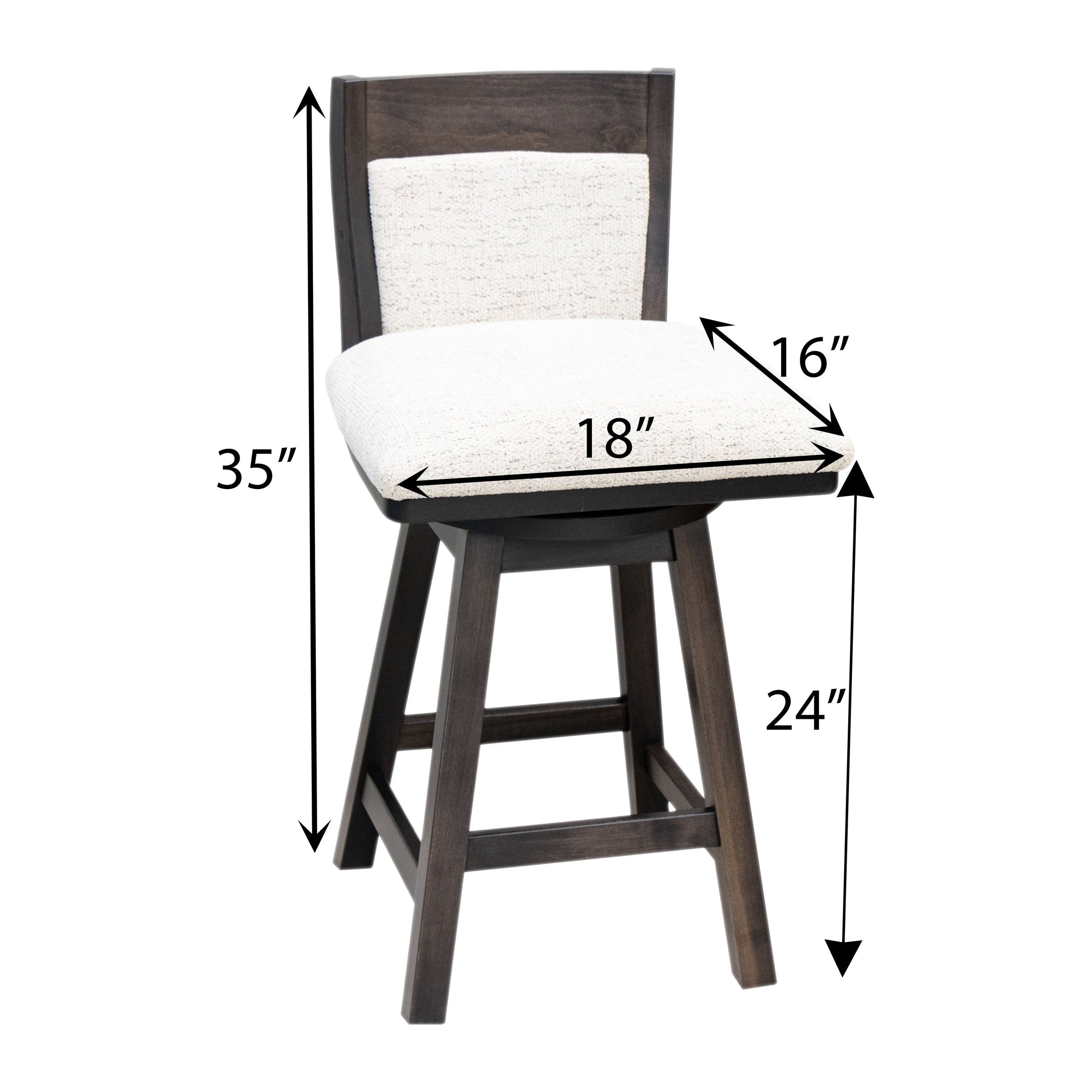 Johnstown 24" Black Swivel Bar Stool with Faux Leather Seat | M-EB