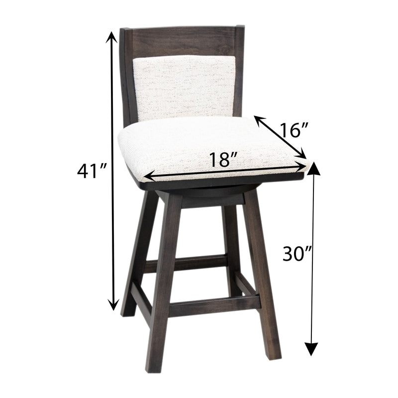Johnstown 24" Maple Wood Swivel Bar Stool with Fabric Seat | DK