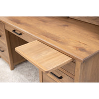 Jamestown Hickory Wood Flat Wall Desk with Hutch Top | WB