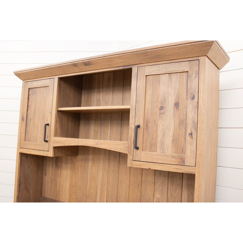 Jamestown Hickory Wood Flat Wall Desk with Hutch Top | WB