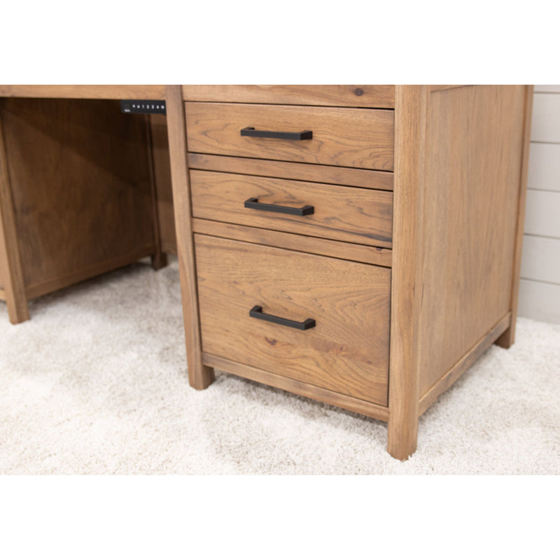 Jamestown Hickory Wood Adjustable Standing Executive Desk with Drawers | WB