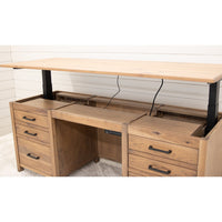 Jamestown Hickory Wood Adjustable Standing Executive Desk with Drawers | WB