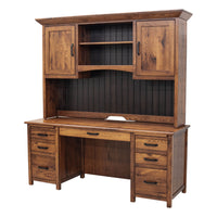 Jamestown Hickory Wood Flat Wall Desk with Hutch Top | H-ASB&M-EB