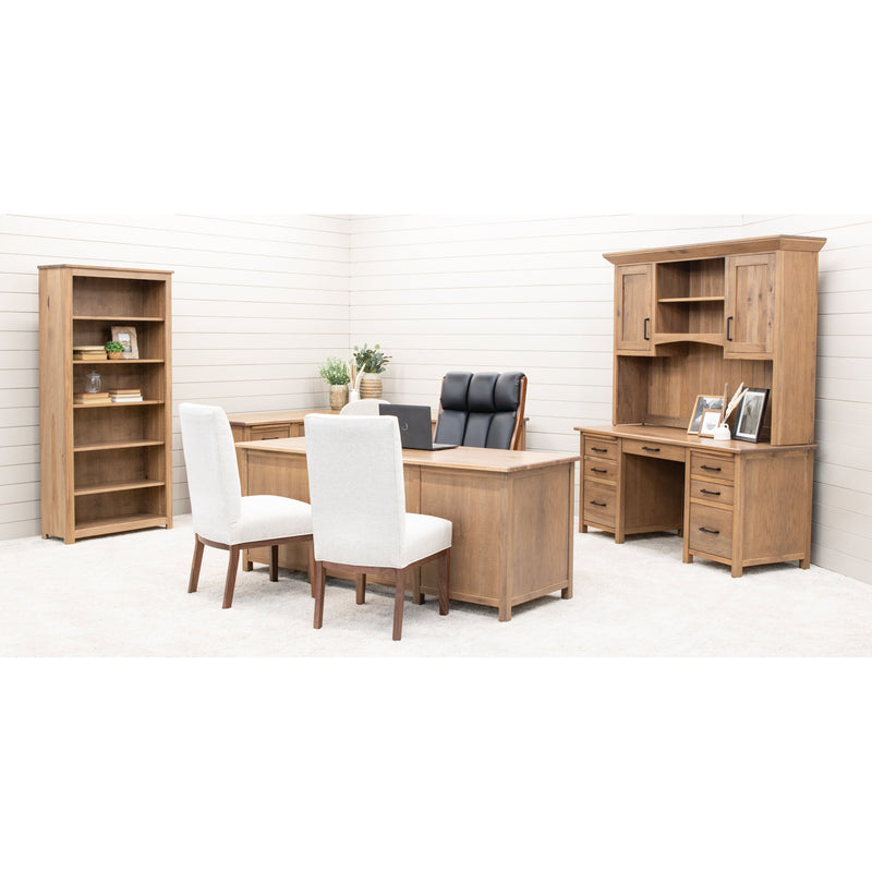Jamestown Hickory Wood Flat Wall Desk with Hutch Top | WB