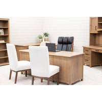 Jamestown Hickory Wood Adjustable Standing Executive Desk with Drawers | WB