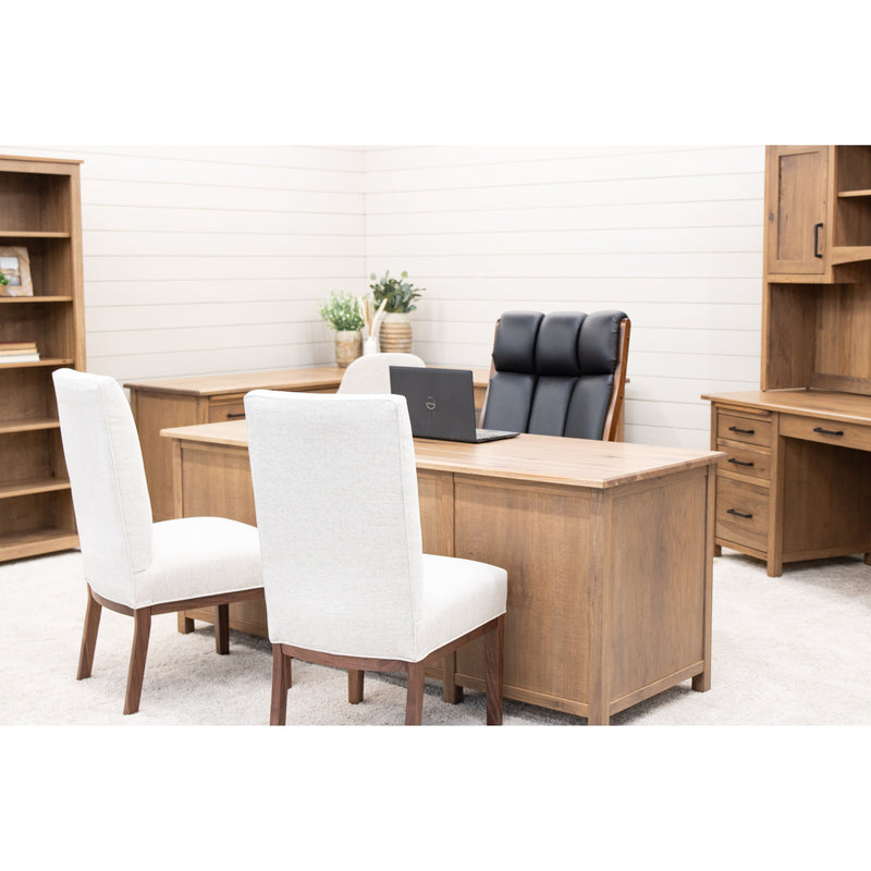 Jamestown Hickory Wood Adjustable Standing Executive Desk with Drawers | WB