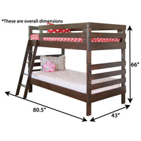 Kenzie Oak Wood Twin Over Twin Bunk Bed | RT