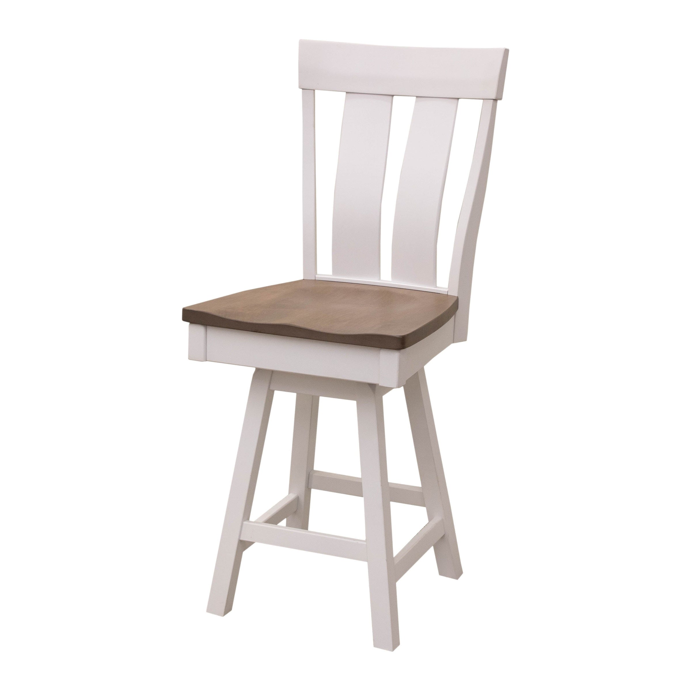 Kirtland 24" White & Wood Swivel Bar Stool | M-DW&DCD
