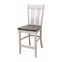 Kirtland 24" White & Wood Stationary Bar Stool | M-AV&GS