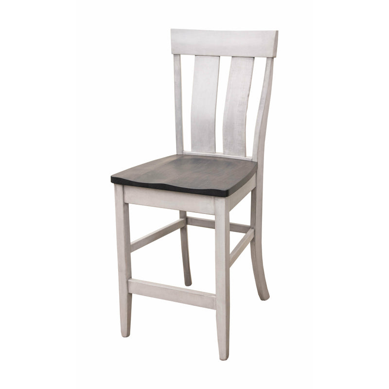 Kirtland 24" White & Wood Stationary Bar Stool | M-AV&GS