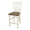 Kirtland 24" White & Wood Stationary Bar Stool | M-DW&CO