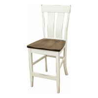 Kirtland 24" White & Wood Stationary Bar Stool | M-DW&CO