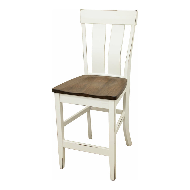 Kirtland 24" White & Wood Stationary Bar Stool | M-DW&CO