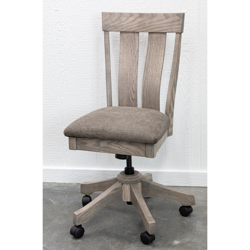 Kirtland Oak Wood Office Chair with Faux Leather Seat | GRB