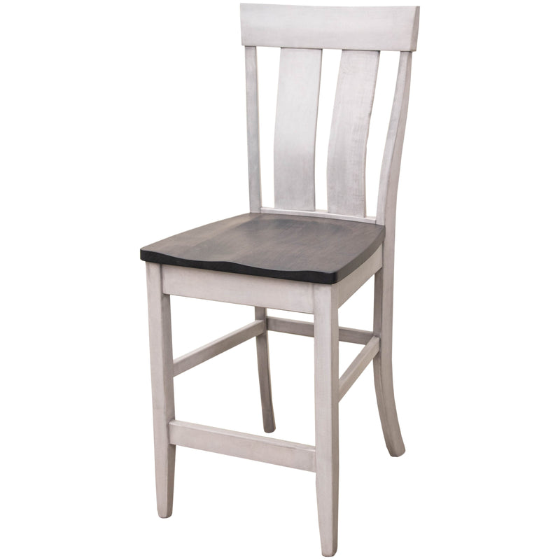 Kirtland 24" White & Wood Stationary Bar Stool | M-AV&GS